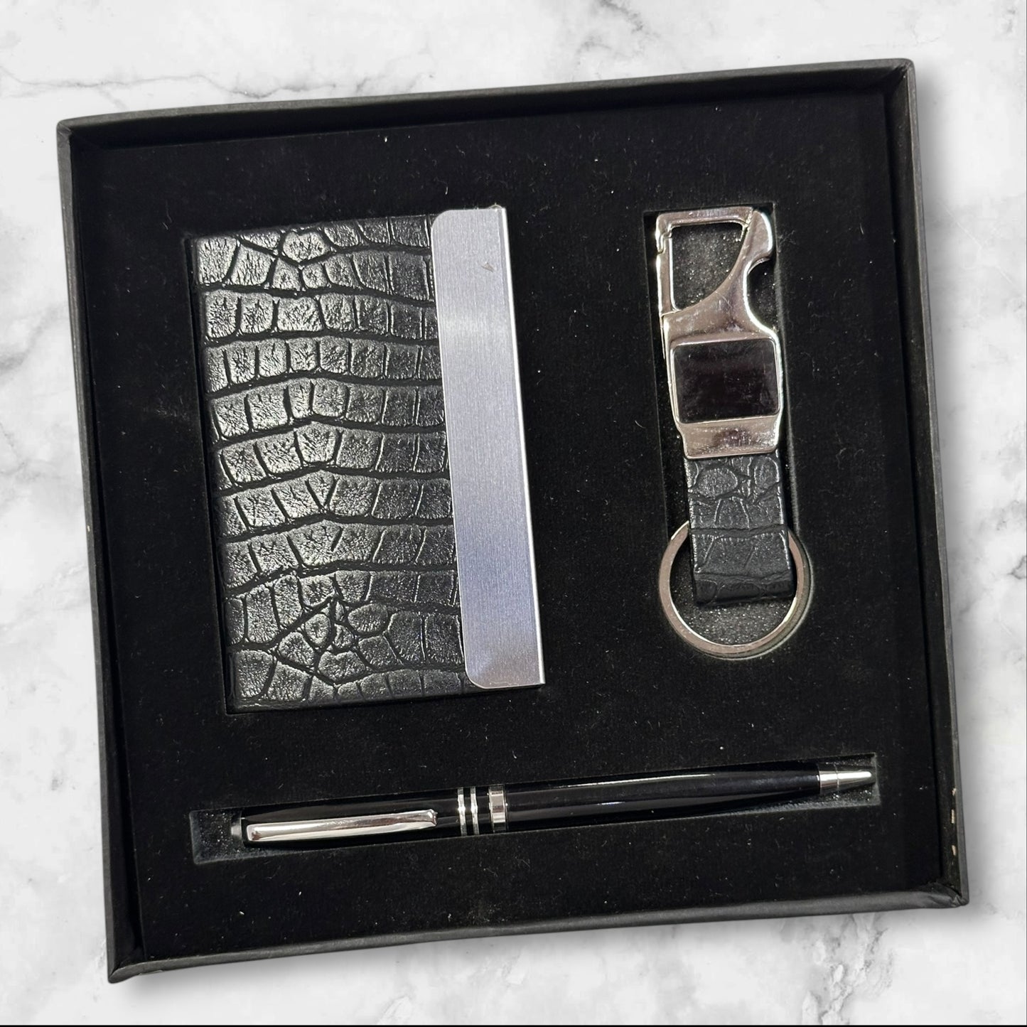 Black Croco 3 in 1 Gift Set - Karigar Chiriyaa