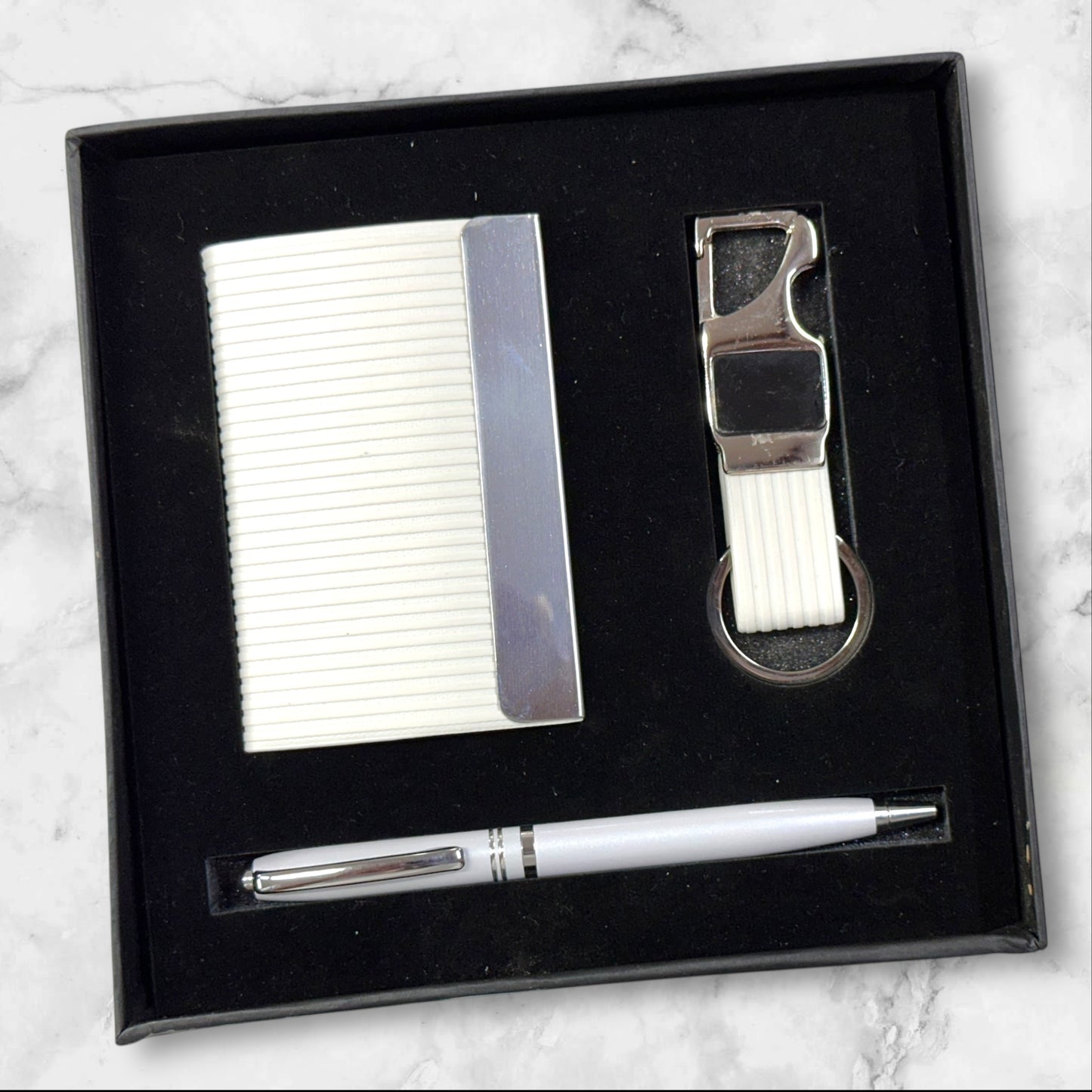 White Small Croc 3 in 1 Gift Set - Karigar Chiriyaa