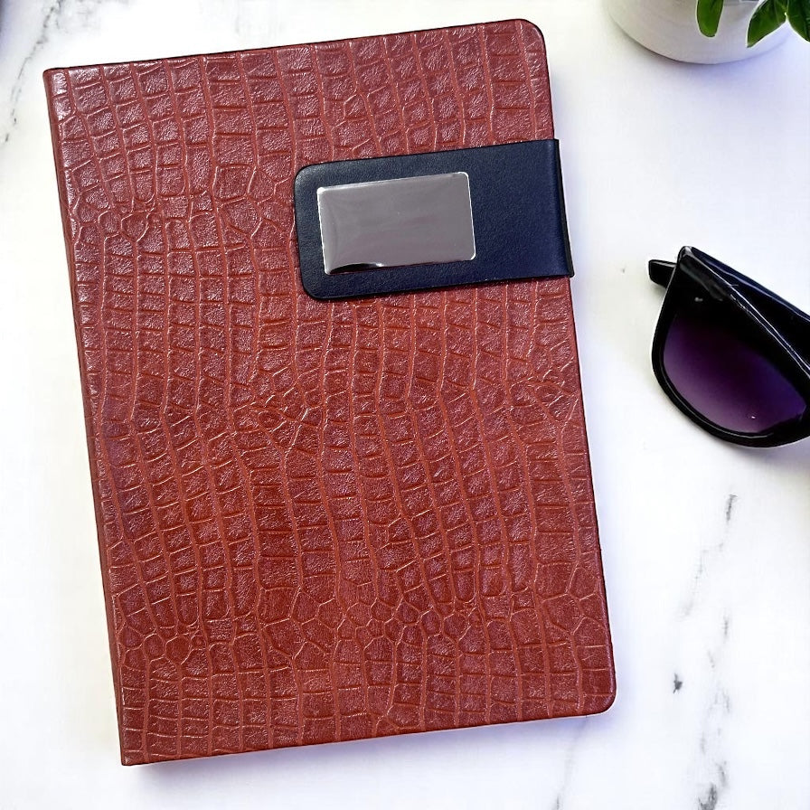 Tan Crocodile Texture with Buckle Closer - A5 Notebook