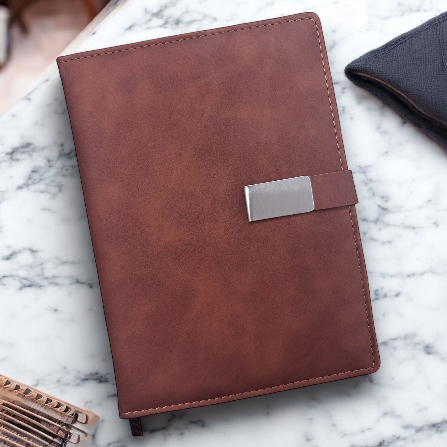 Brown Cloud Texture Magnet Metal Closer - A5 Notebook - Karigar Chiriyaa