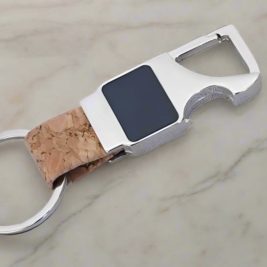 Cork band metal keychain with unique doghook & bottle opener - Karigar Chiriyaa