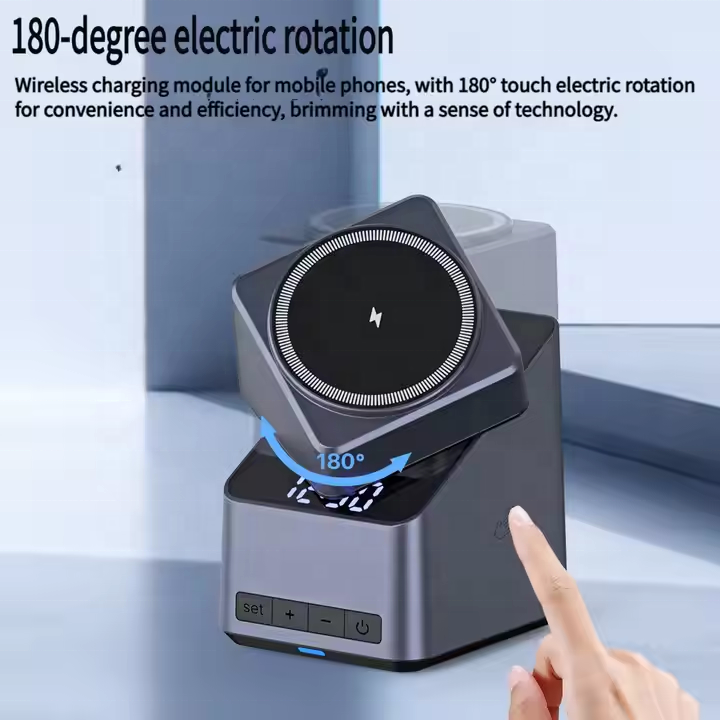 4 in 1 Wireless Charger Alarm Clock with Light Night Wireless Charger