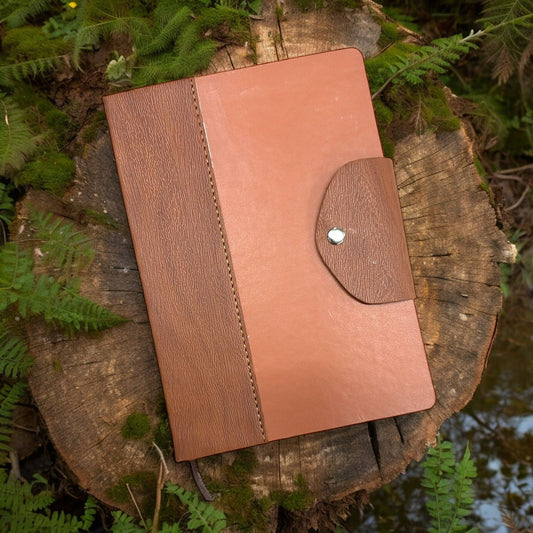 Tan Button Closer  - A5 Notebook - Karigar Chiriyaa
