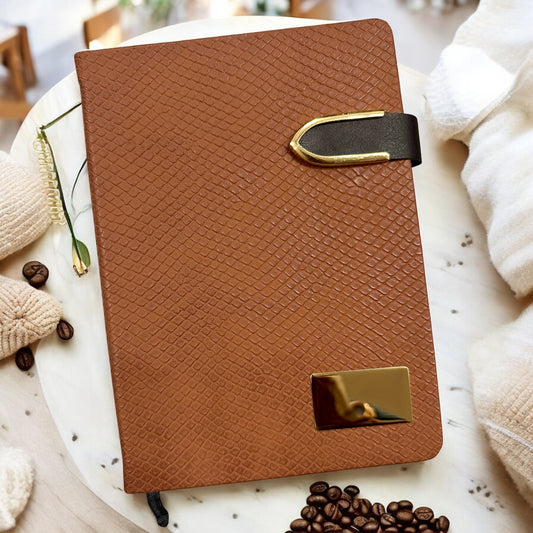 Snake Texture Tan Brown Texture - A5 Notebook - Karigar Chiriyaa