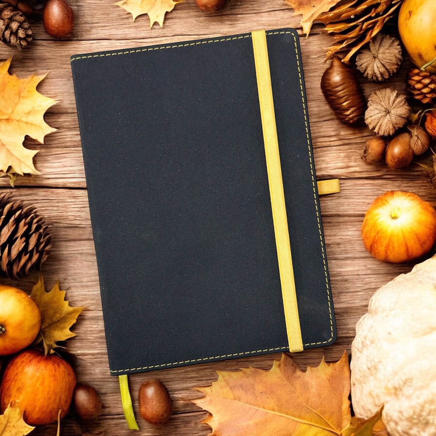 Black Fabric Texture Yellow Band - A5 Notebook