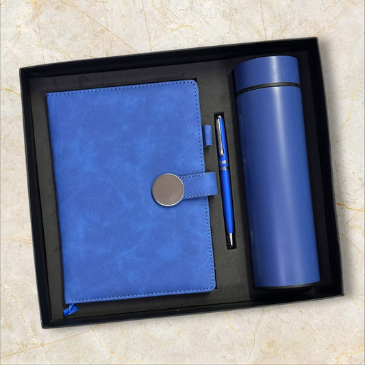 Blue Round Buckle Closer Notebook 3 in 1 Gift Set