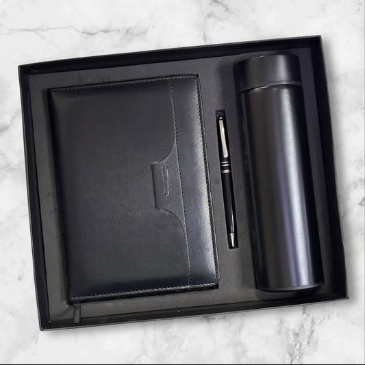 Black Fluffy Notebook with Pen Holder 3 in 1 Gift Set - Karigar Chiriyaa