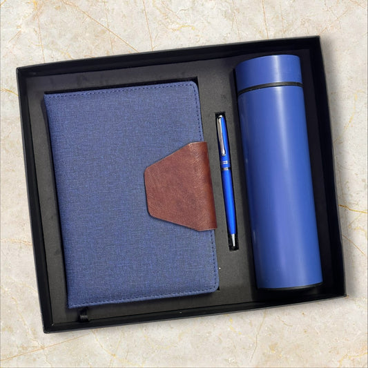 Blue Khadi Notebook 3 in 1 Gift Set