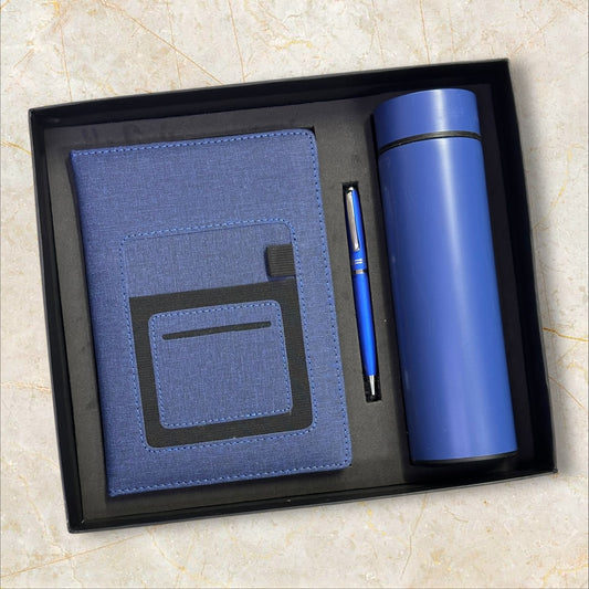 Blue Khadi Mobile Holder Notebook 3 in 1 Gift Set