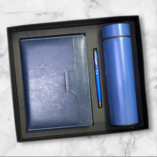 Blue Fluffy Notebook with Pen Holder 3 in 1 Gift Set