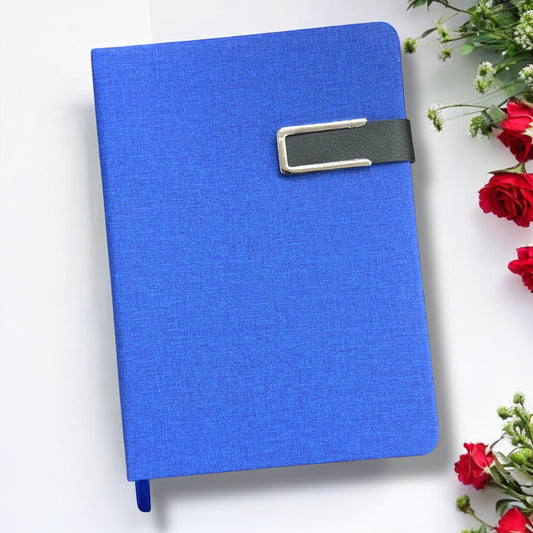 Blue Khadi Magnet Closer  - A5 Notebook - Karigar Chiriyaa