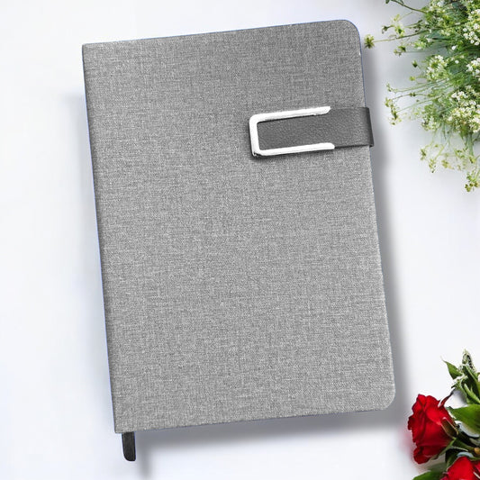 Grey Khadi Magnet Closer - A5 Notebook - Karigar Chiriyaa
