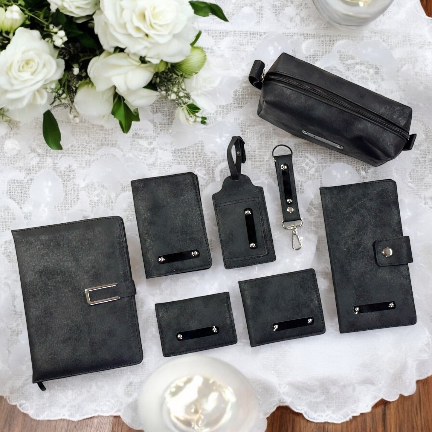 Black Leatherette Gift Set 8 in 1