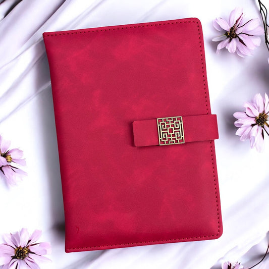 Red with Center Buckle Closer - A5 Notebook - Karigar Chiriyaa