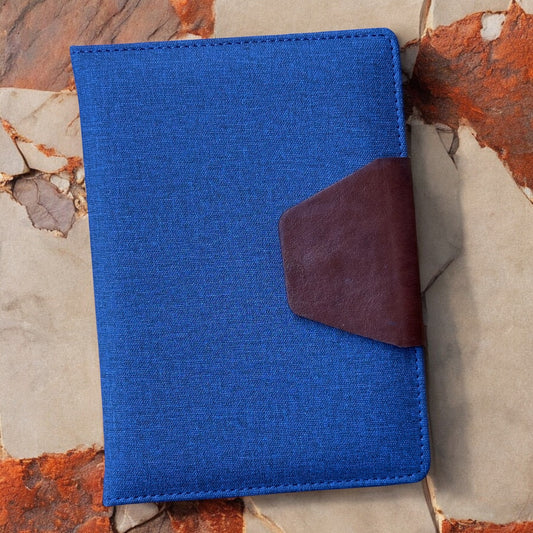 Khadi Blue Green V Buckle Closer - A5 Notebook - Karigar Chiriyaa