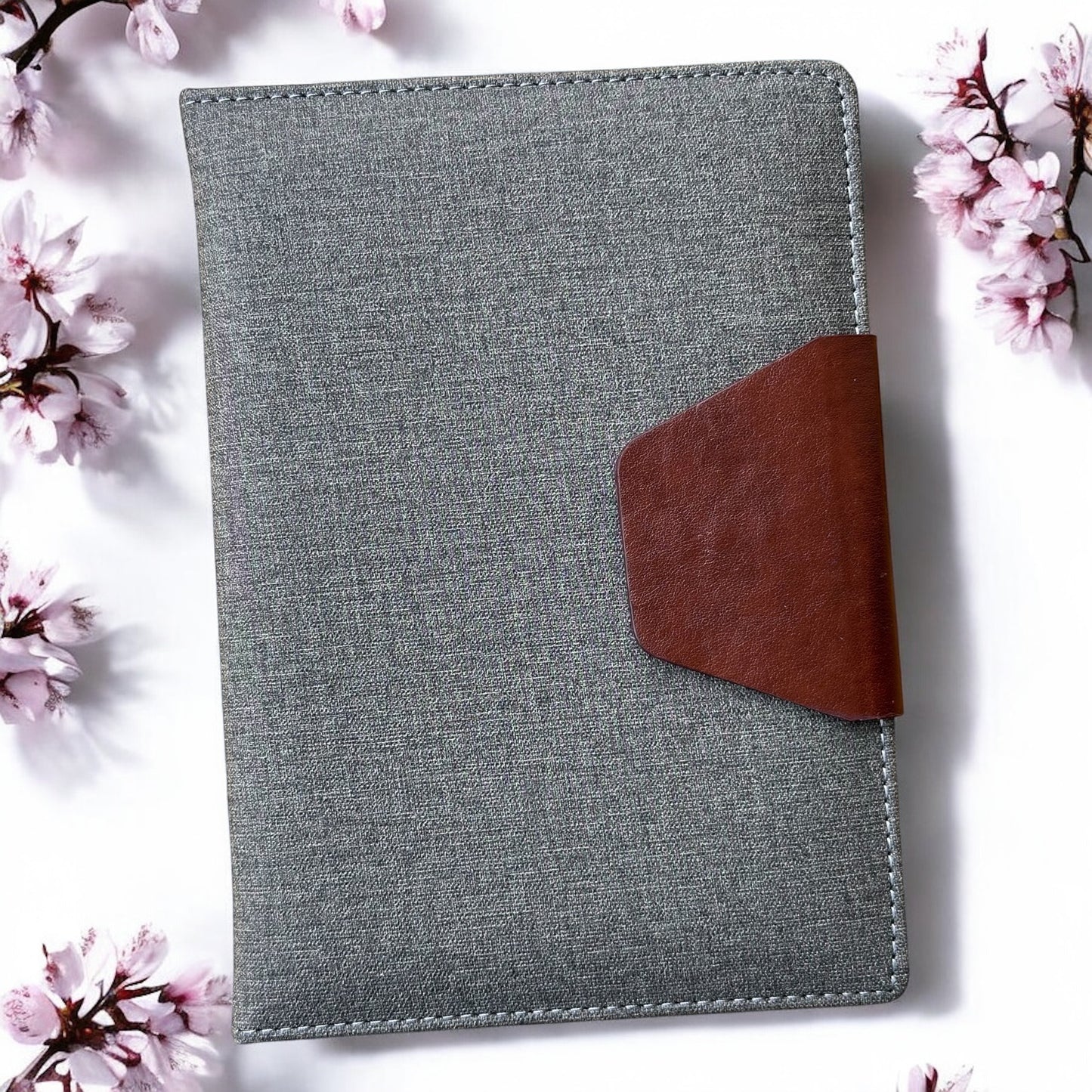 Grey Khadi V Buckle Closer - A5 Notebook