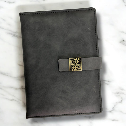 Black with Center Buckle Closer - A5 Notebook - Karigar Chiriyaa