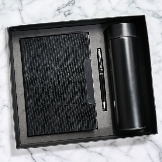 Black Lizard Texture Notebook 3 in 1 Gift Set - Karigar Chiriyaa