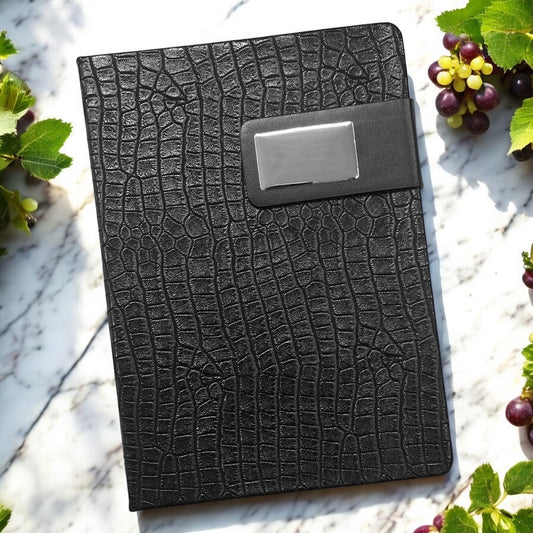 Black Crocodile Texture with Buckle Closer - A5 Notebook - Karigar Chiriyaa