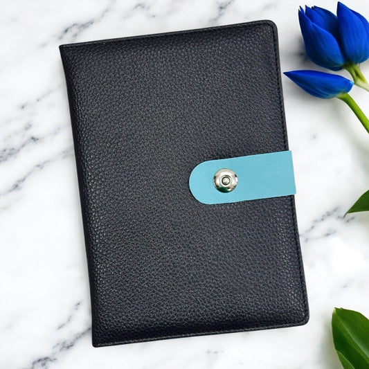 Black Texture with Blue Loop Magnet Closer - A5 Notebook - Karigar Chiriyaa