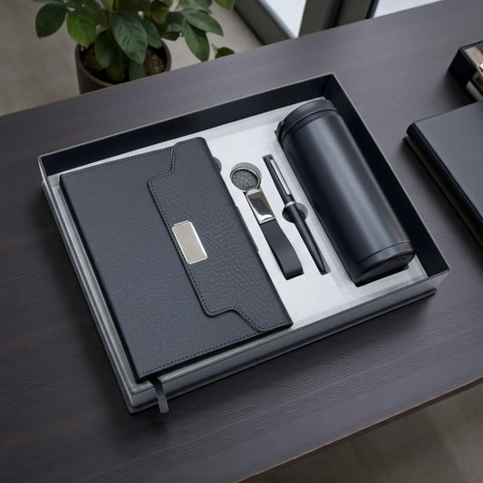 Premium Black Tri-Fold 4 in 1 gift set - Karigar Chiriyaa