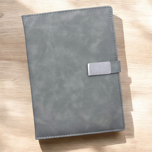 Grey Cloud Texture Magnet Metal Closer  - A5 Notebook - Karigar Chiriyaa
