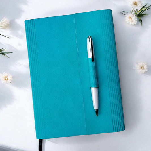 Tri Fold Sea Blue - A5 Notebook - Karigar Chiriyaa