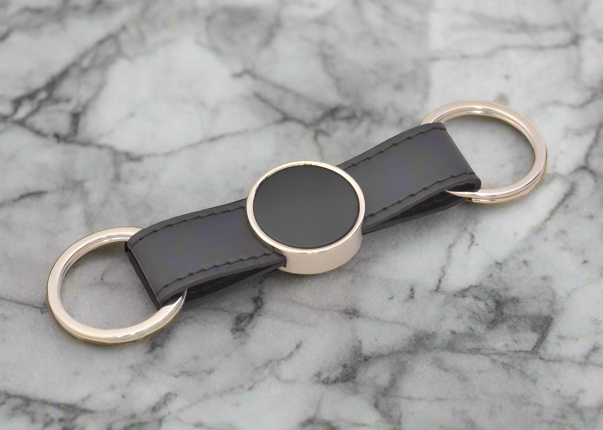 Premium dual black band metal keychain - Karigar Chiriyaa