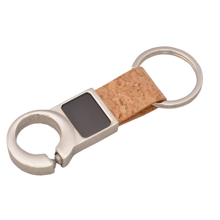 Cork band metal keychain with unique doghook - Karigar Chiriyaa